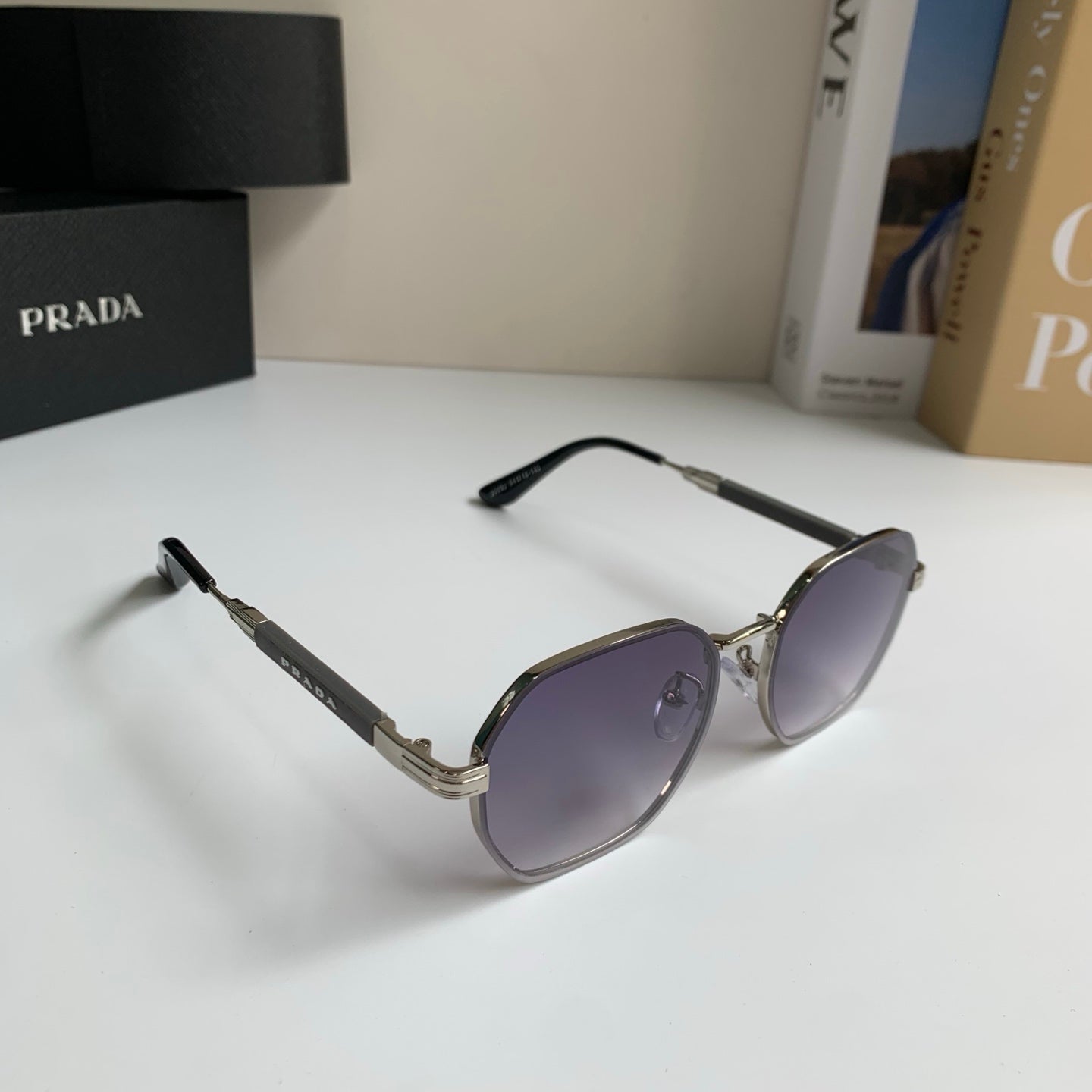 Prada Metal Fashion Silver Lens Sunglasses for Men & Women - 465599