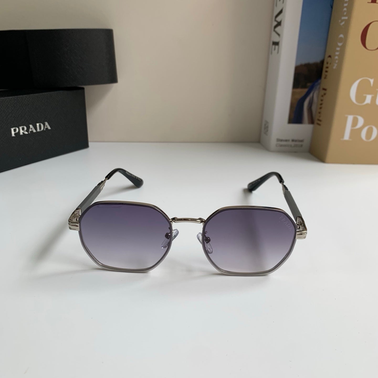 Prada Metal Fashion Silver Lens Sunglasses for Men & Women - 382589 - detail image 3