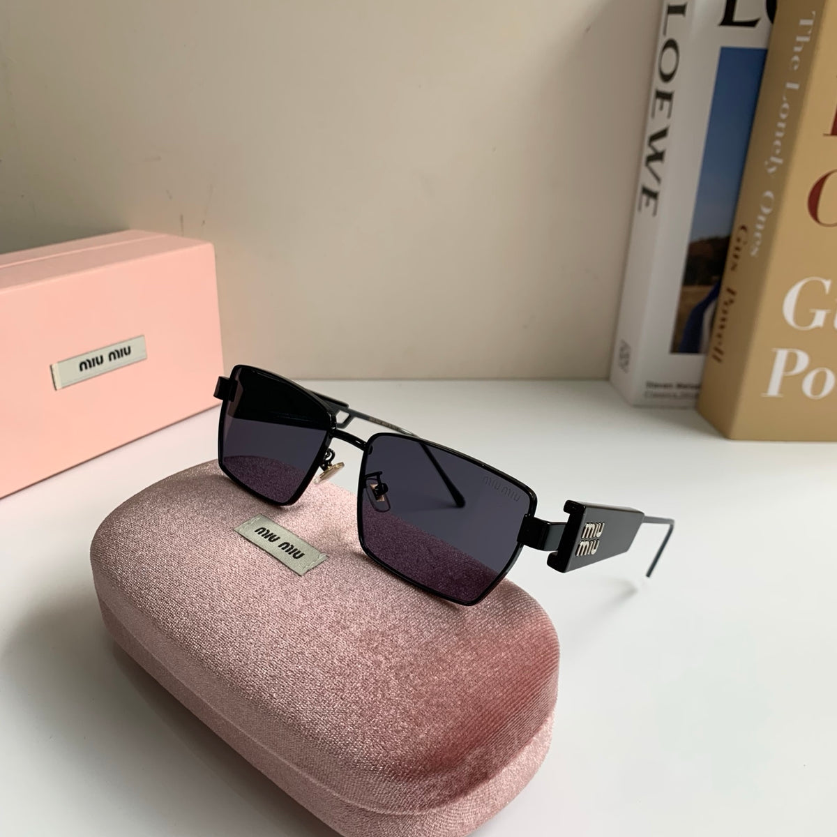 Miu Miu Metal Square Silver Lens Sunglasses for Men & Women - 383000 - detail image 5