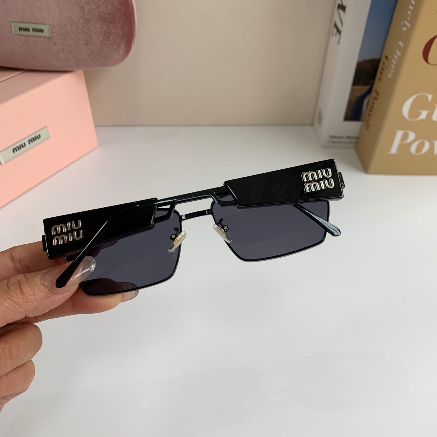 Miu Miu Metal Square Silver Lens Sunglasses for Men & Women - 383000 - detail image 8