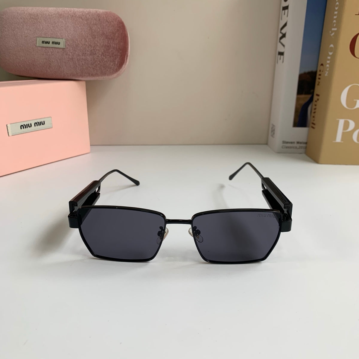 Miu Miu Metal Square Silver Lens Sunglasses for Men & Women - 383000 - detail image 3