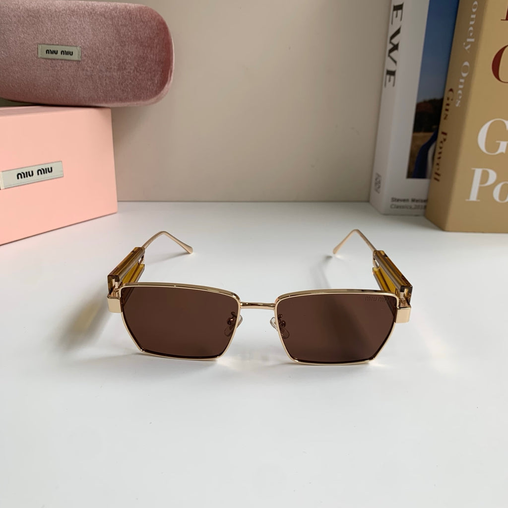 Miu Miu Metal Square Brown Lens Sunglasses for Men & Women - detail image 5