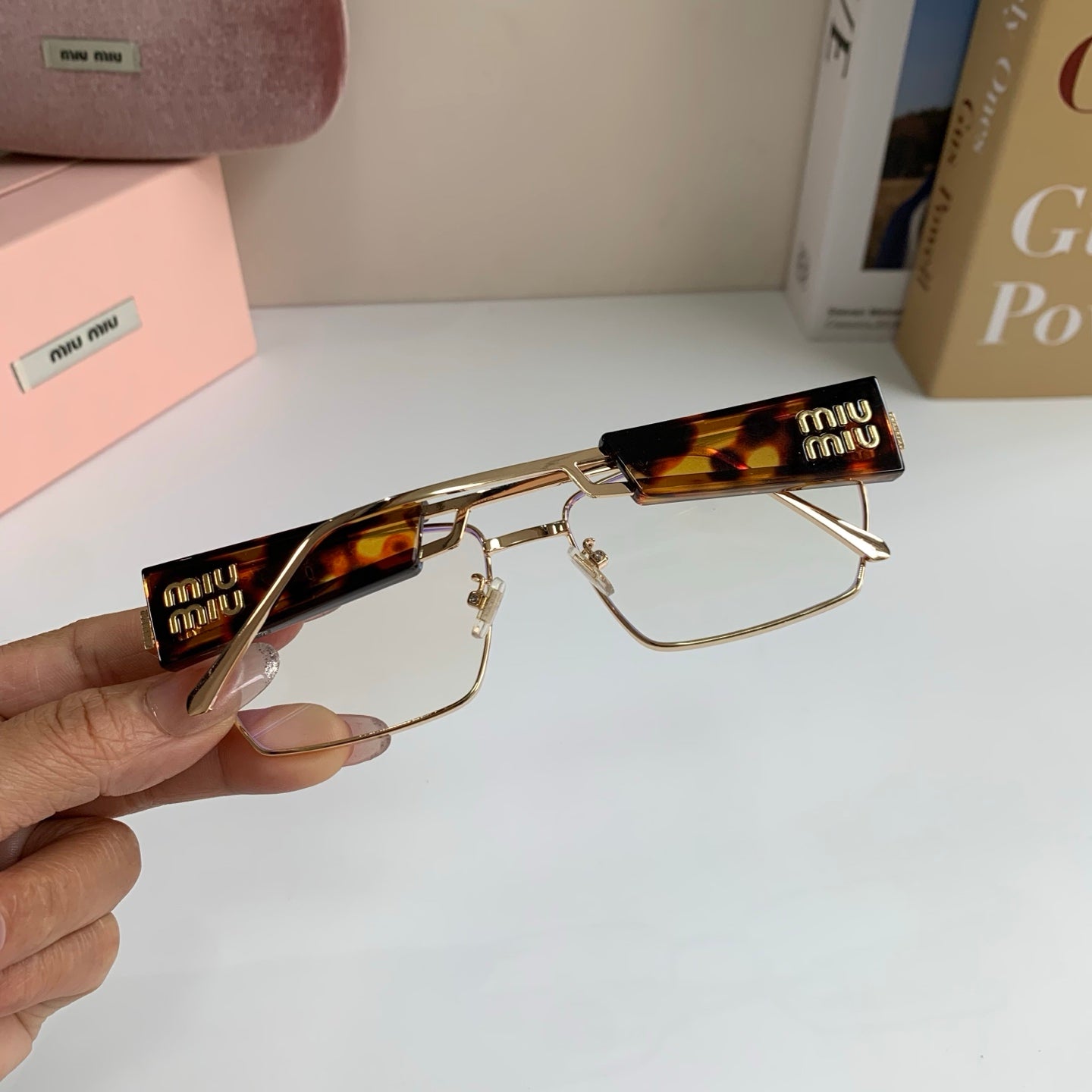 Miu Miu Metal Square Silver Lens Sunglasses for Men & Women - 383002 - detail image 8