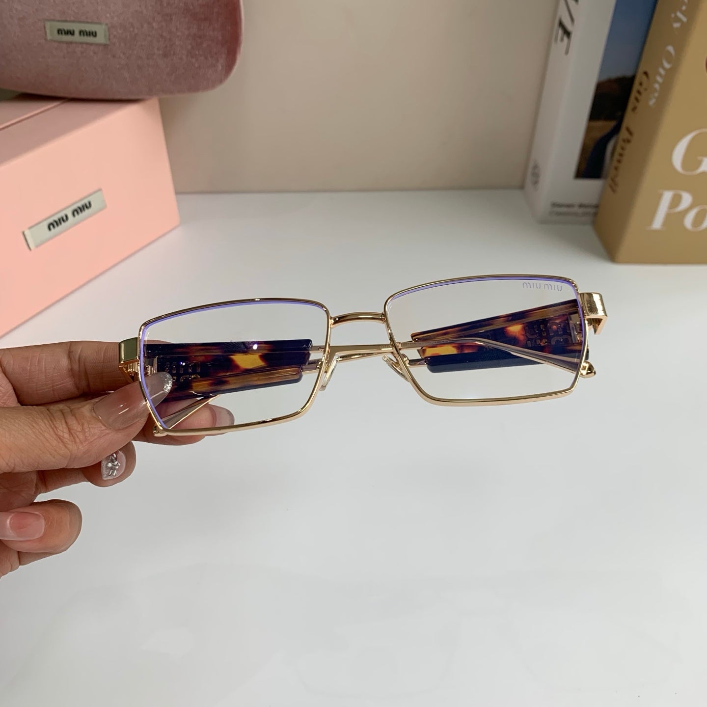 Miu Miu Metal Square Silver Lens Sunglasses for Men & Women - 383002 - detail image 3