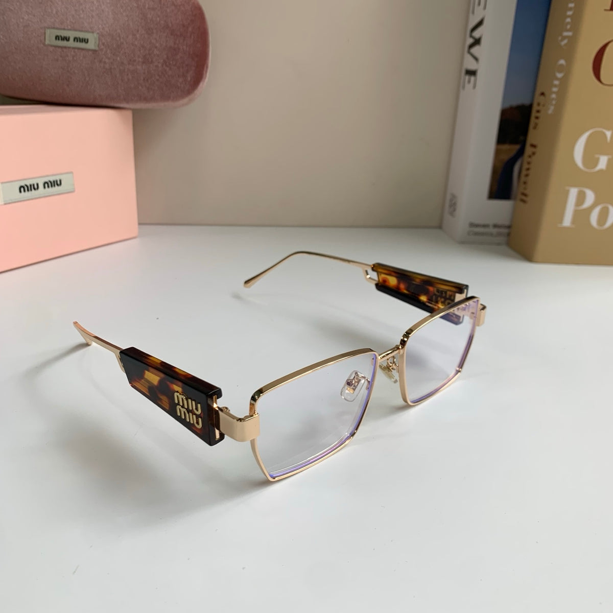 Miu Miu Metal Square Silver Lens Sunglasses for Men & Women - 383002