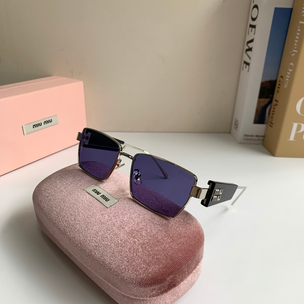 Miu Miu Metal Square Silver Lens Sunglasses for Men & Women - 383003 - detail image 5