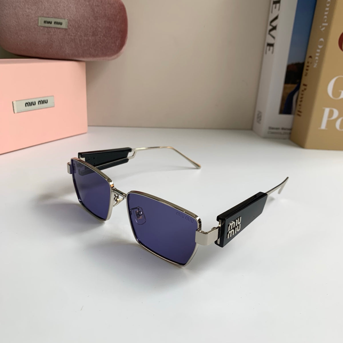 Miu Miu Metal Square Silver Lens Sunglasses for Men & Women - 383003 - detail image 2
