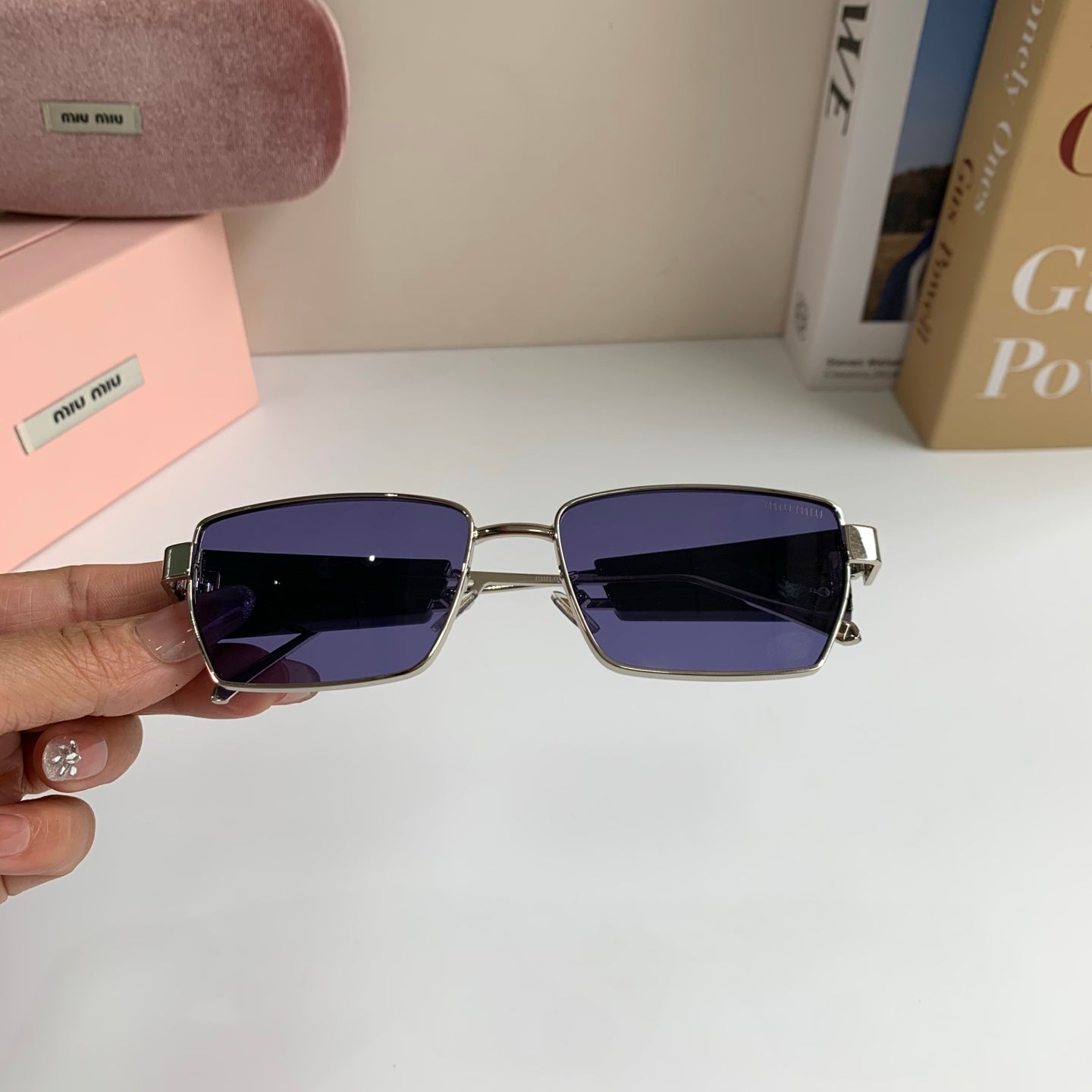Miu Miu Metal Square Silver Lens Sunglasses for Men & Women - 466128 - detail image 4