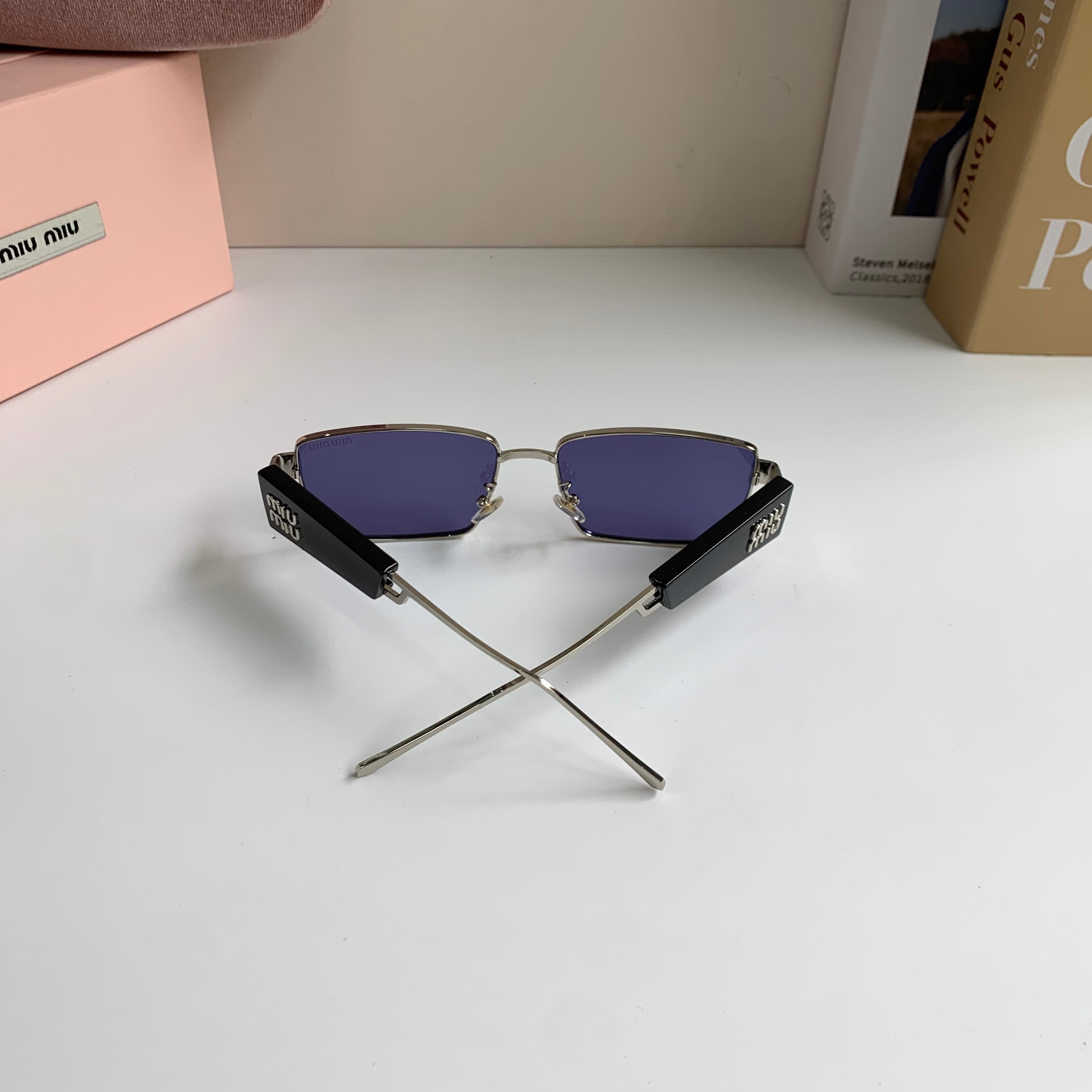 Miu Miu Metal Square Silver Lens Sunglasses for Men & Women - 383003 - detail image 7