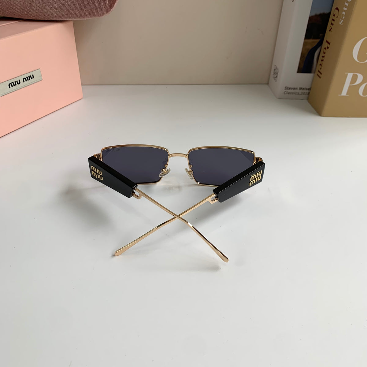 Miu Miu Metal Square Silver Lens Sunglasses for Men & Women - 383004 - detail image 8