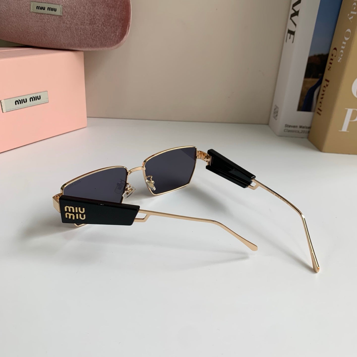 Miu Miu Metal Square Silver Lens Sunglasses for Men & Women - 383004 - detail image 6
