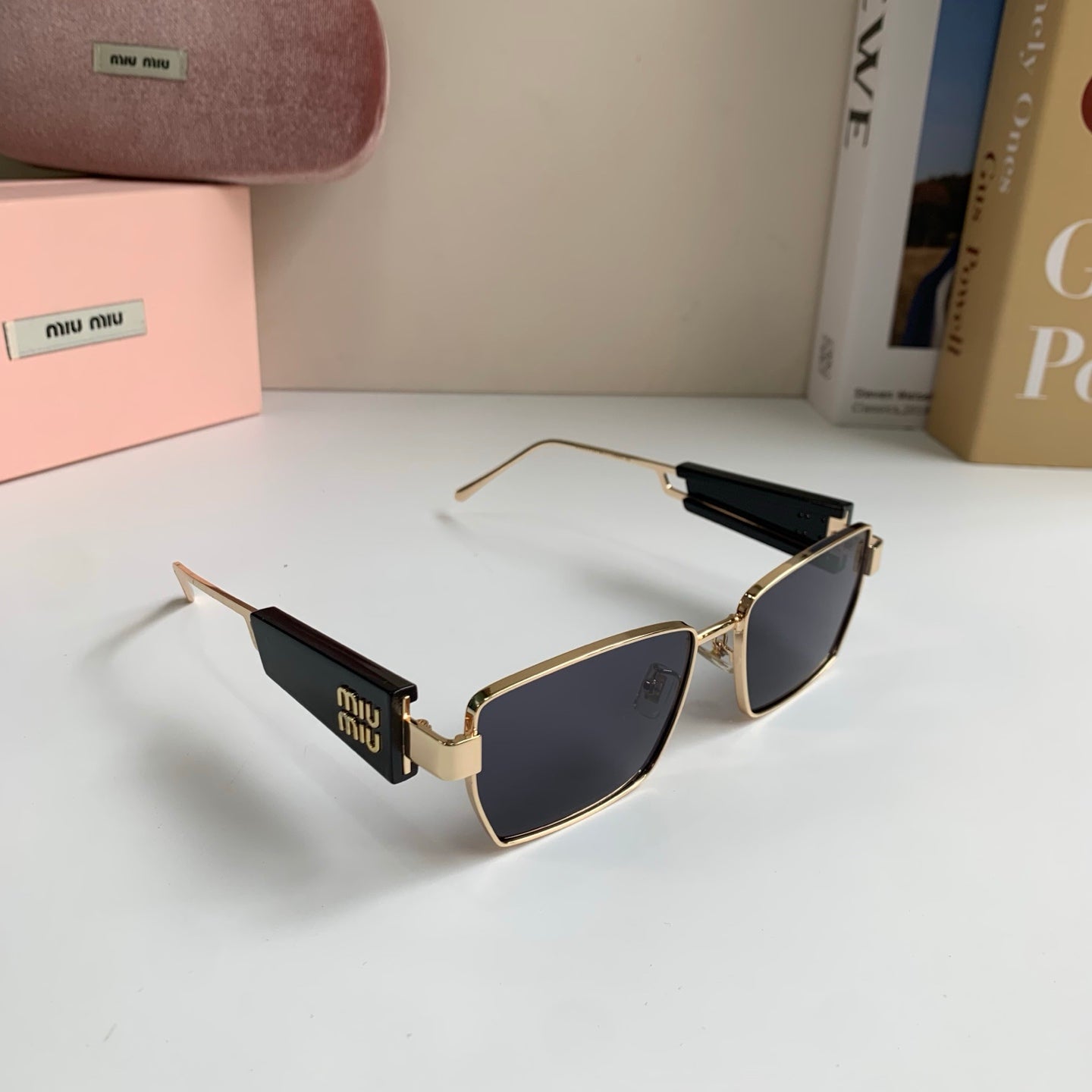 Miu Miu Metal Square Silver Lens Sunglasses for Men & Women - 383004