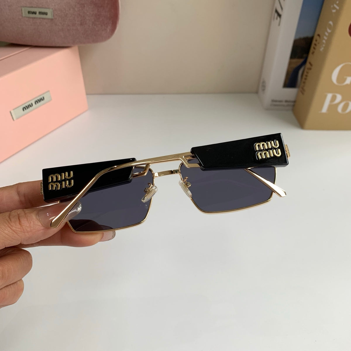 Miu Miu Metal Square Silver Lens Sunglasses for Men & Women - 383004 - detail image 7