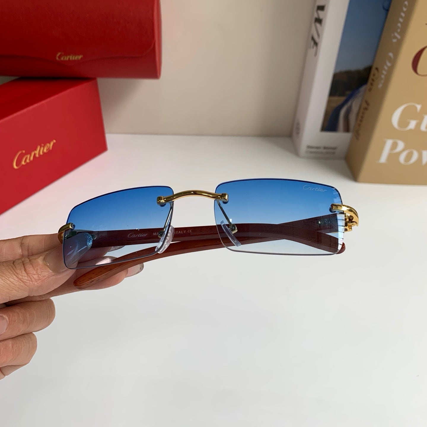 Cartier Fashion Blue Lens Sunglasses for Men & Women - 398974 - detail image 4