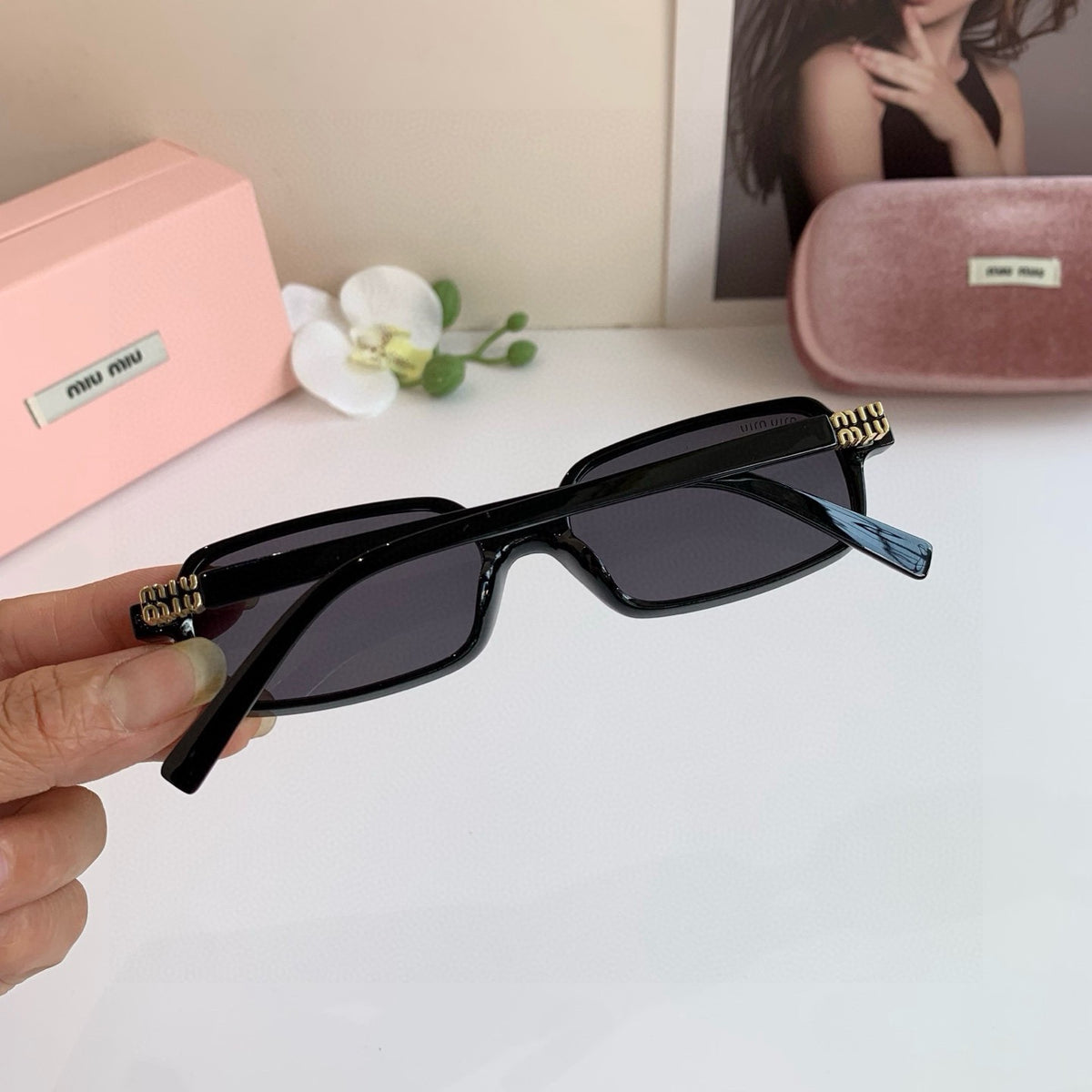 Miu Miu Square Black Lens Sunglasses for Men & Women - 416252 - detail image 3