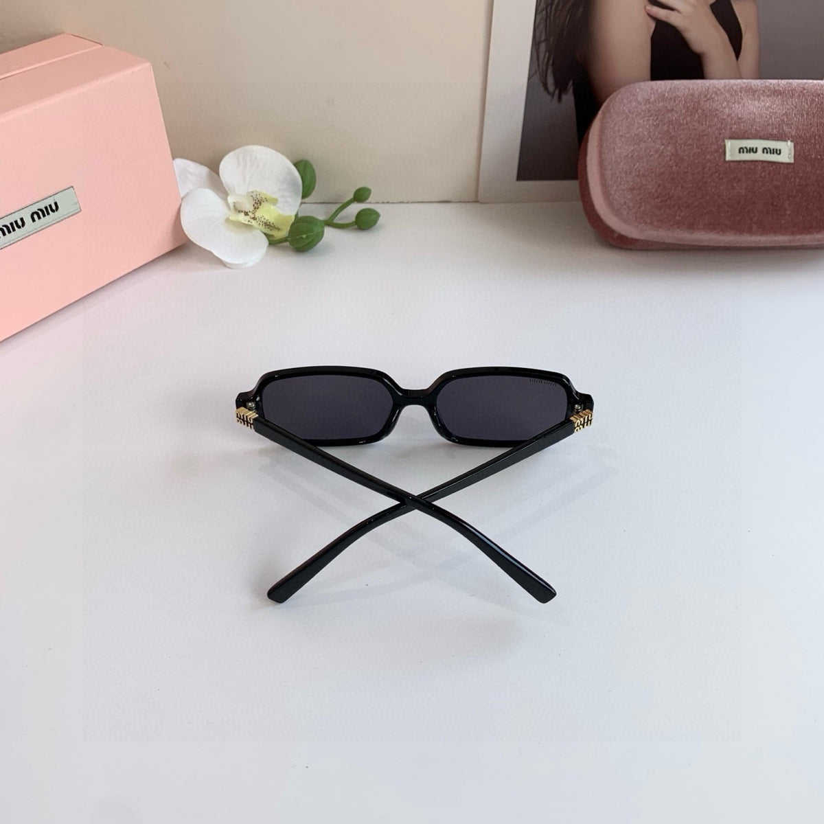 Miu Miu Square Black Lens Sunglasses for Men & Women - 416252 - detail image 2