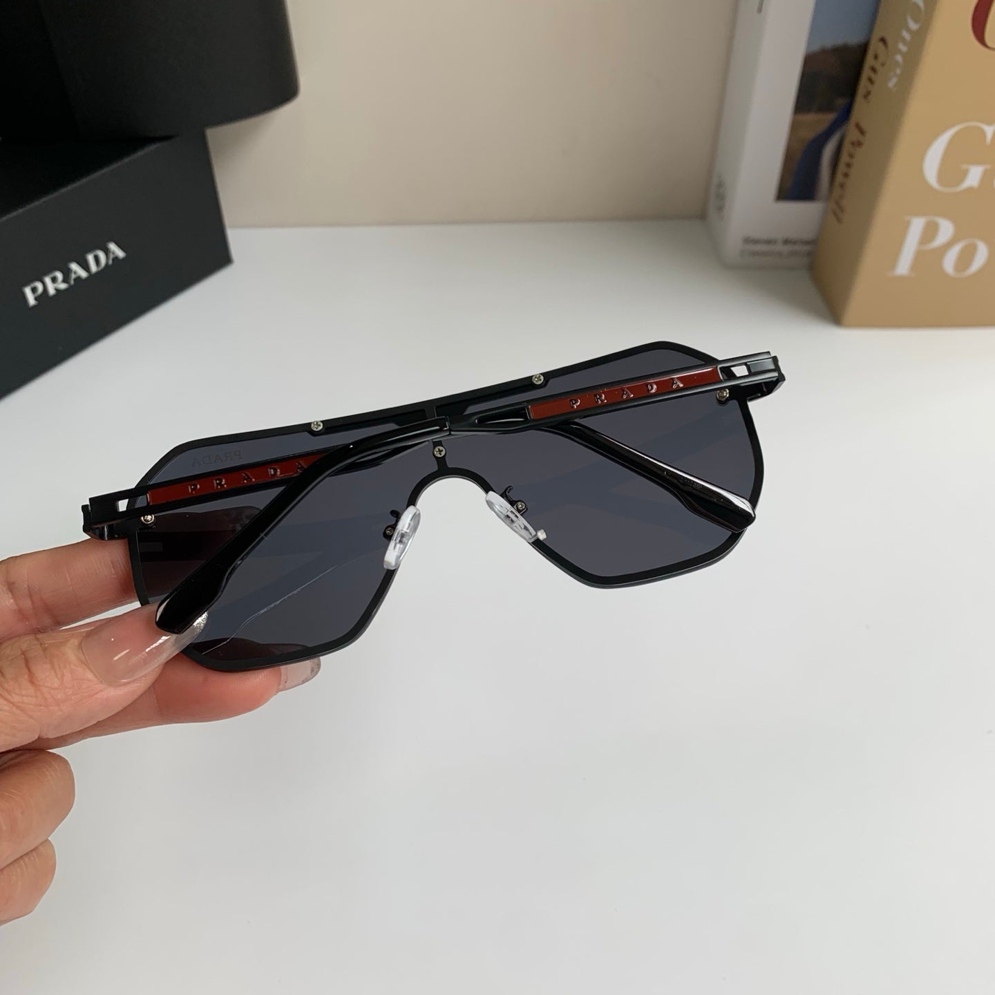 Prada Oversized Black Lens Sunglasses for Men & Women - detail image 8