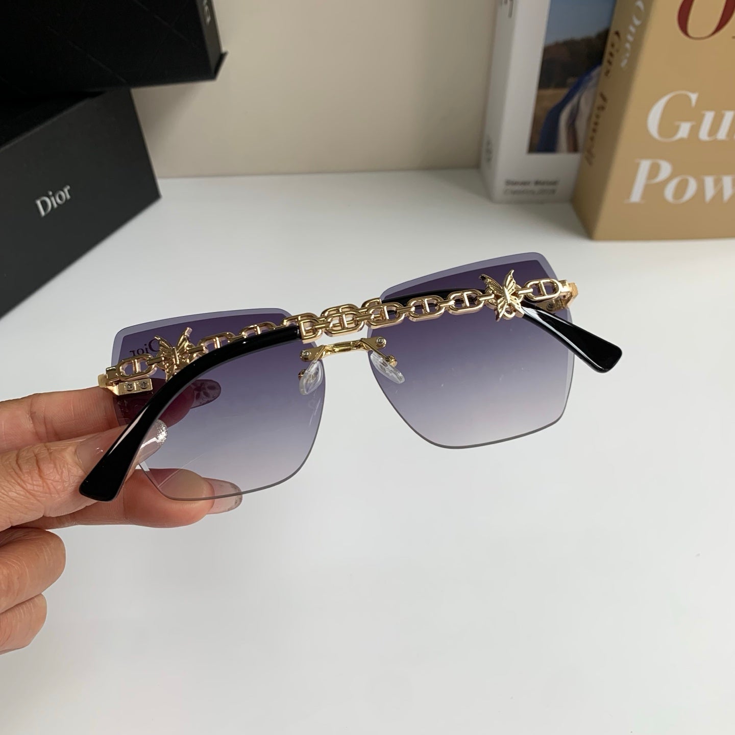 Dior Polarized Square Silver Lens Sunglasses for Men & Women - 486722 - detail image 6