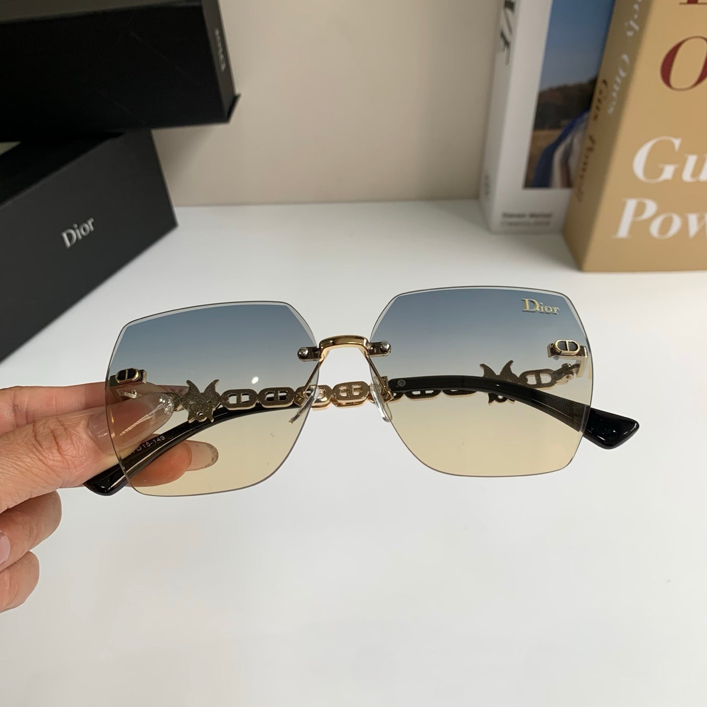 Dior Polarized Square Silver Lens Sunglasses for Men & Women - 486723 - detail image 4