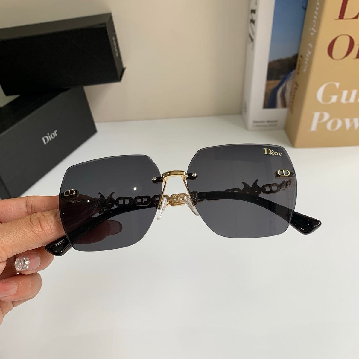 Dior Polarized Square Silver Lens Sunglasses for Men & Women - 486724 - detail image 4