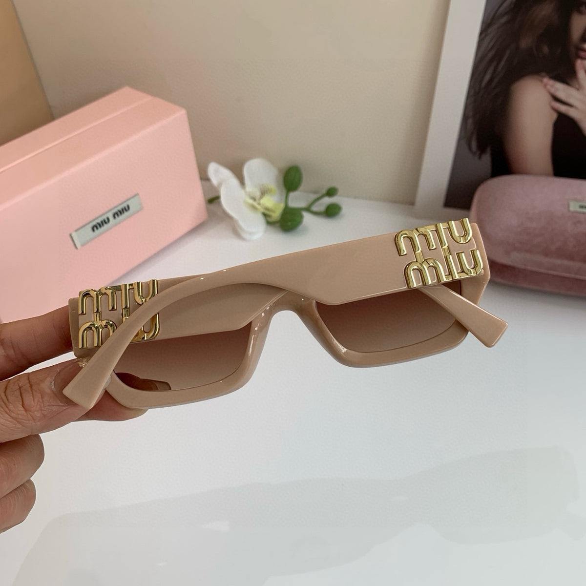 Miu Miu Square Brown Lens Sunglasses for Men & Women - 487563 - detail image 3