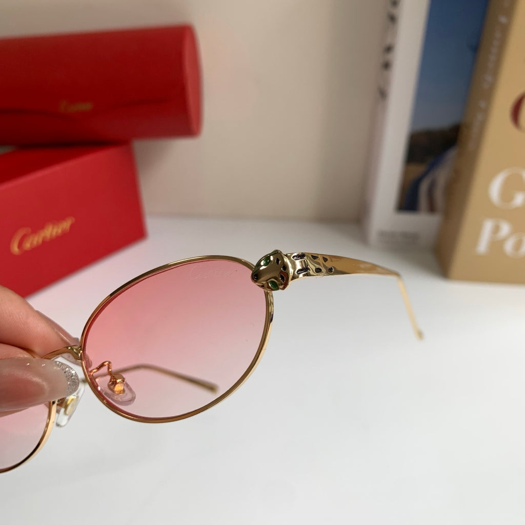Cartier Cat-Eye Pink Lens Sunglasses for Men & Women - detail image 6