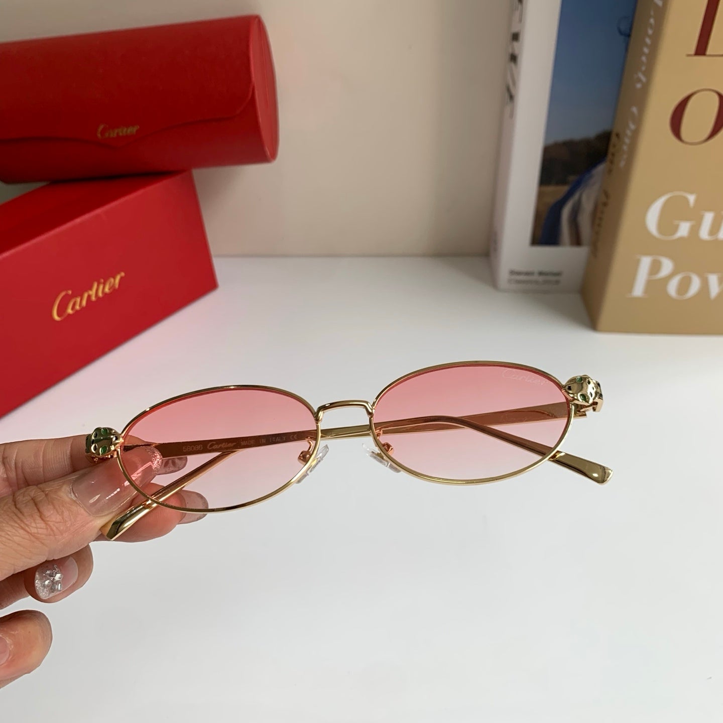 Cartier Cat-Eye Pink Lens Sunglasses for Men & Women - detail image 4
