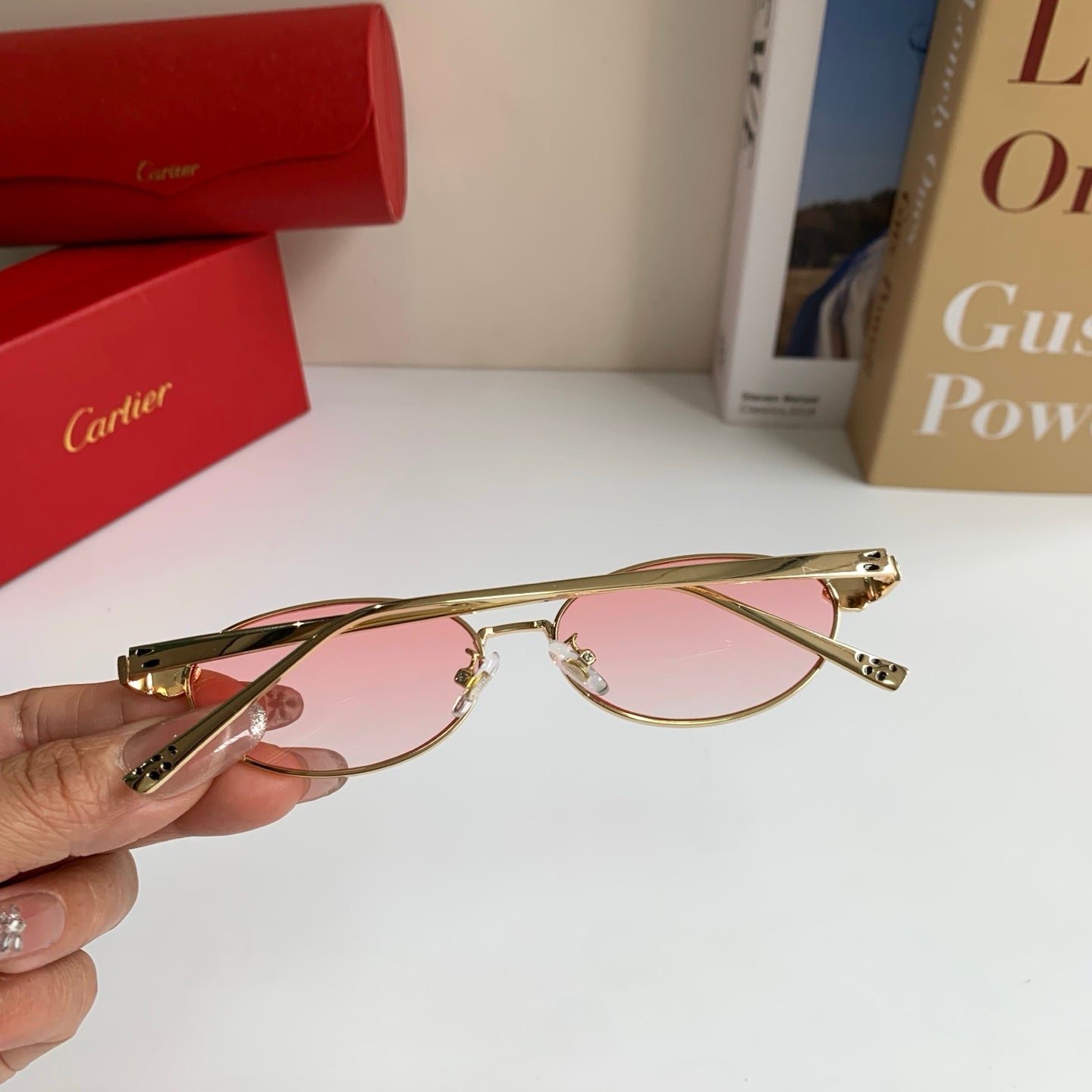 Cartier Cat-Eye Pink Lens Sunglasses for Men & Women - detail image 7