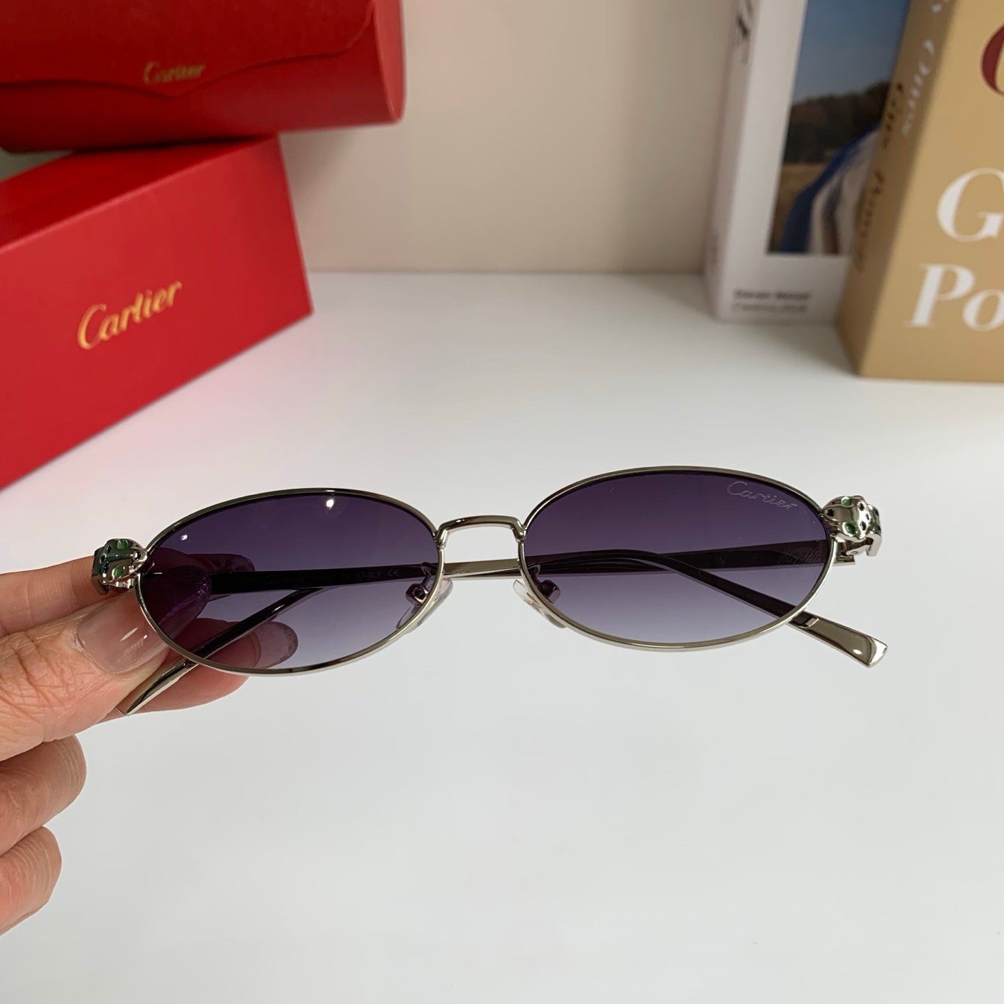 Cartier Cat-Eye Silver Lens Sunglasses for Men & Women - 415835 - detail image 3