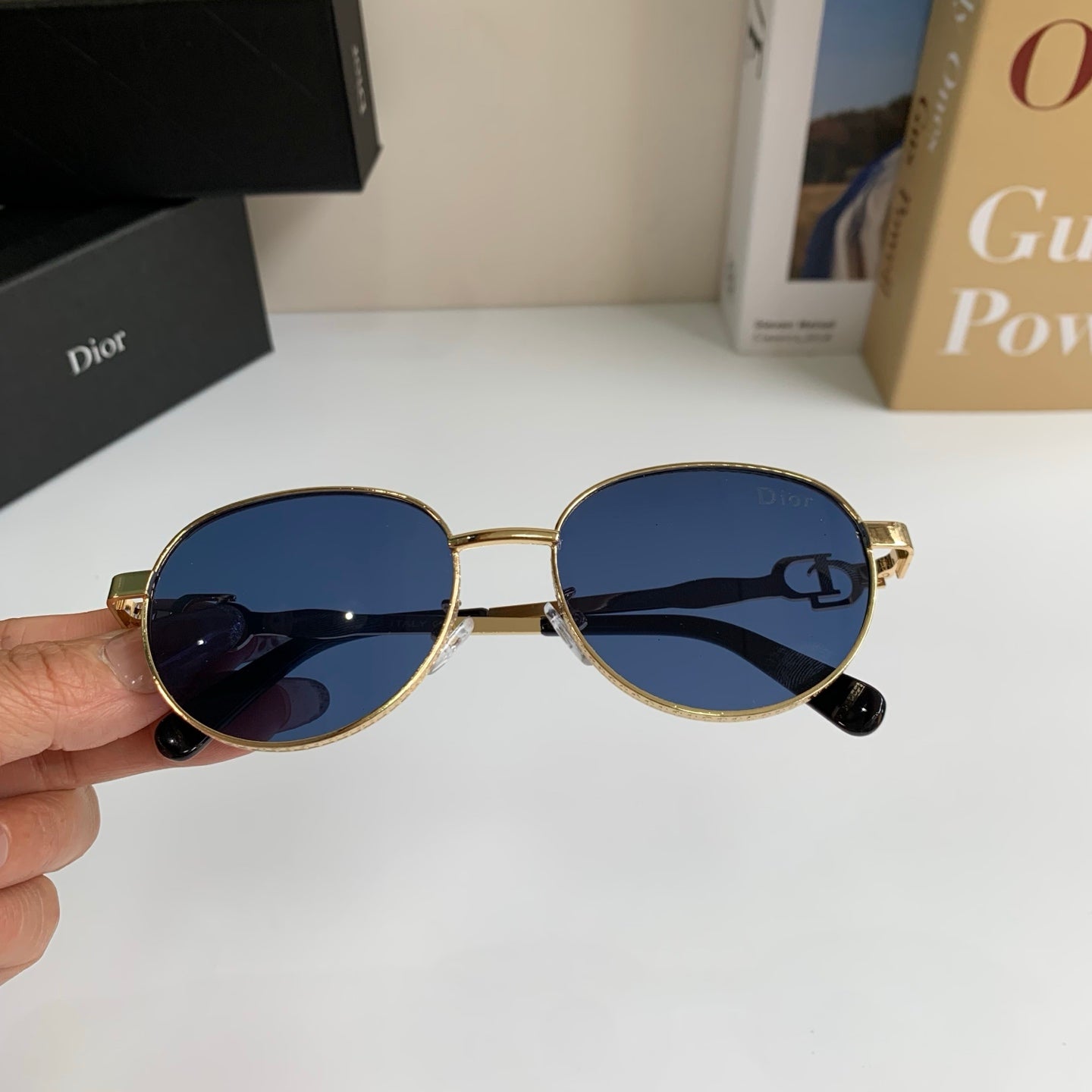 Dior Polarized Metal Fashion Blue Lens Sunglasses for Men & Women - detail image 4