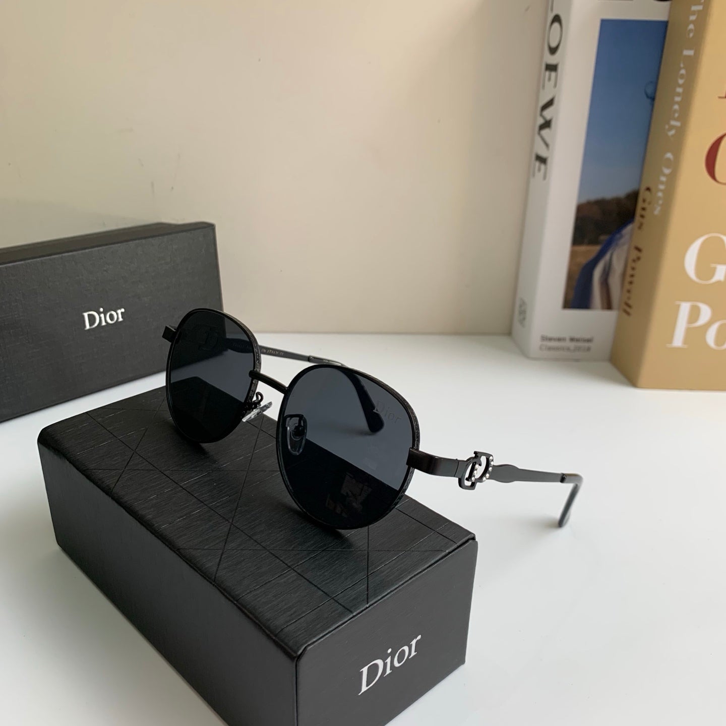 Dior Polarized Metal Fashion Black Lens Sunglasses for Men & Women - detail image 4