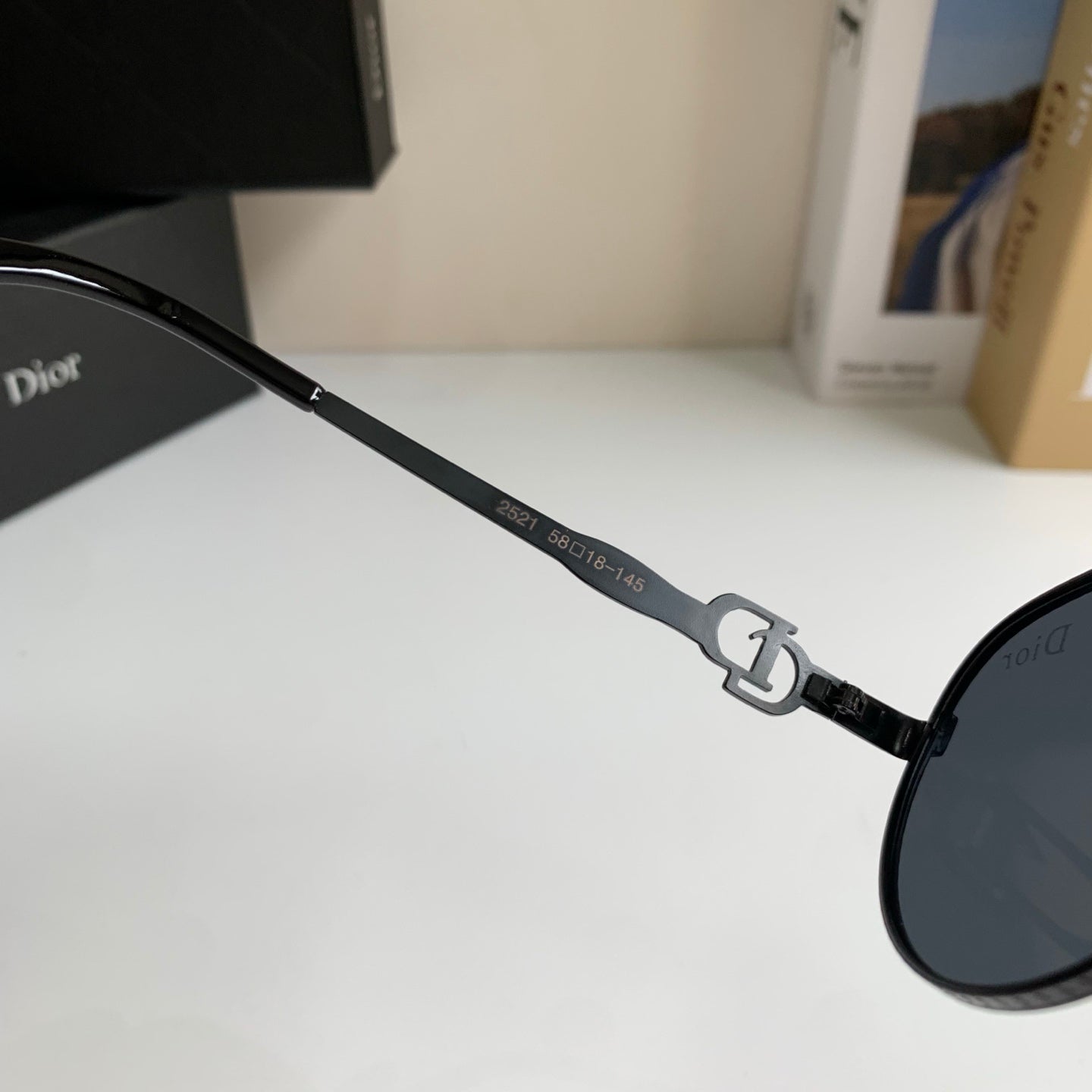 Dior Polarized Metal Fashion Black Lens Sunglasses for Men & Women - detail image 6