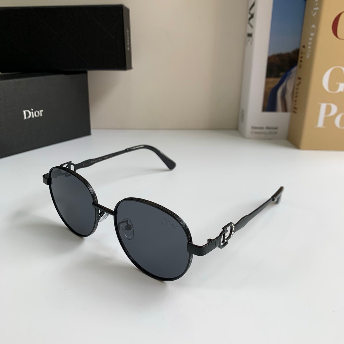 Dior Polarized Metal Fashion Black Lens Sunglasses for Men & Women - detail image 2