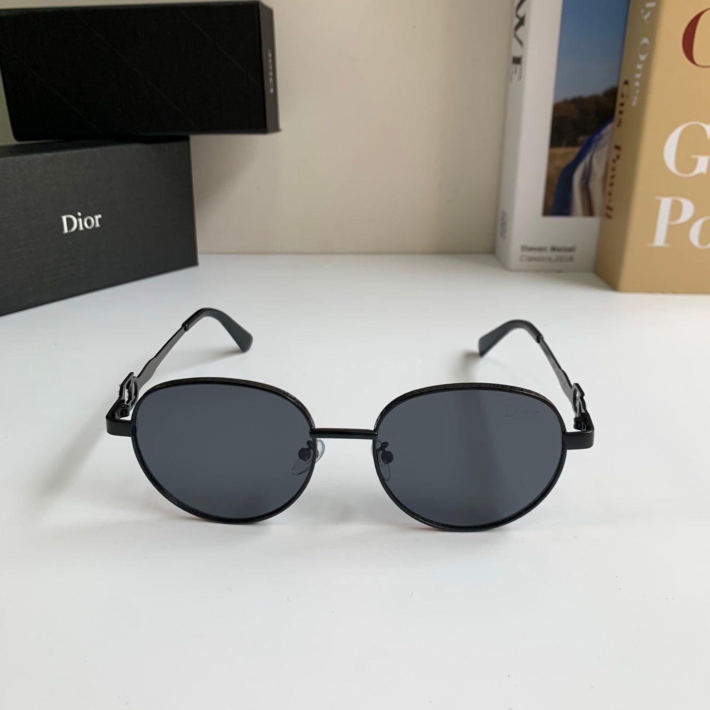 Dior Polarized Metal Fashion Black Lens Sunglasses for Men & Women - detail image 5