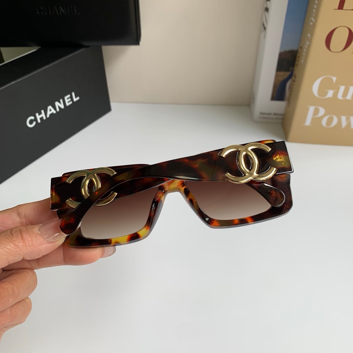 Chanel Metal Square Black Lens Sunglasses for Men & Women - 431627 - detail image 8