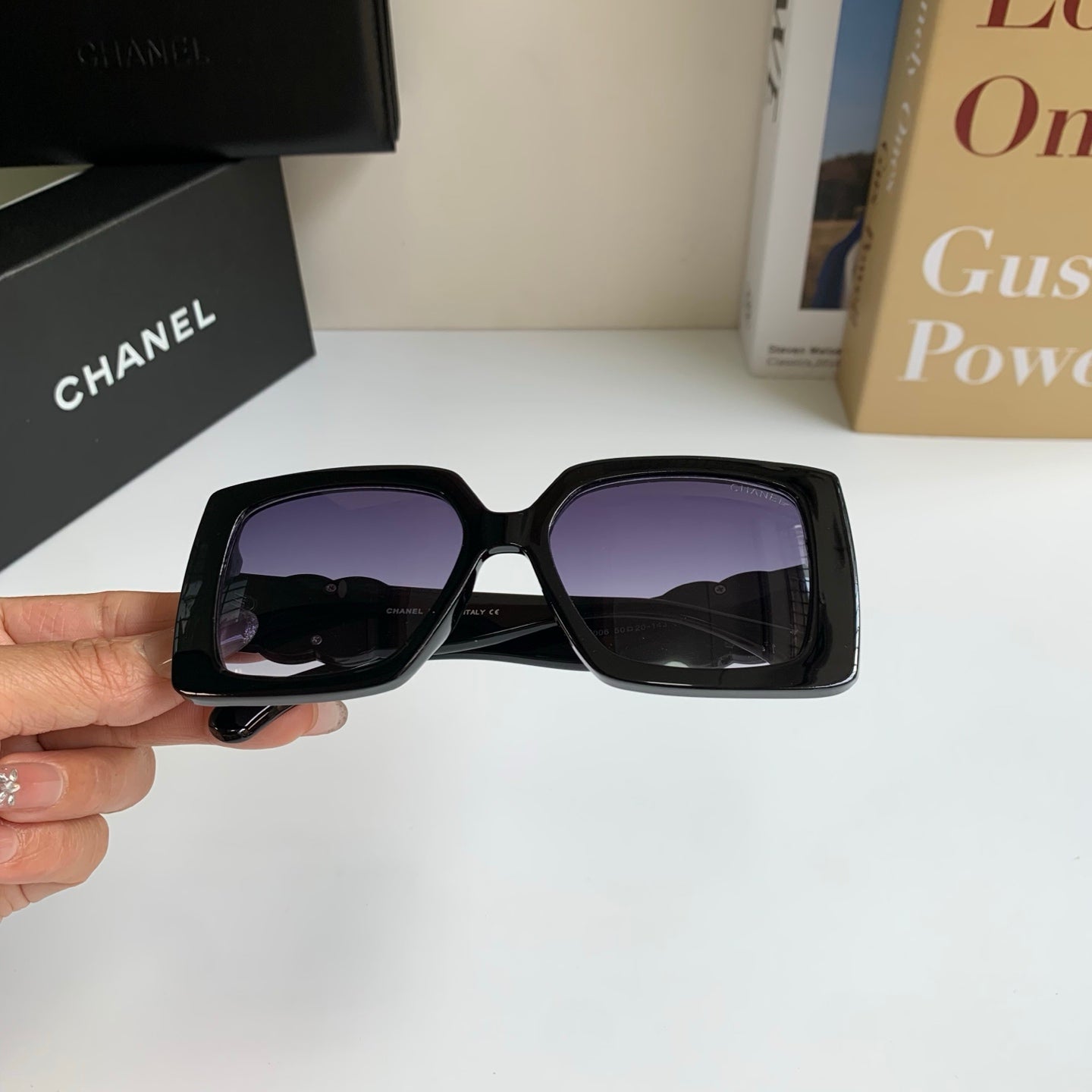 Chanel Metal Square Black Lens Sunglasses for Men & Women - 431628 - detail image 4