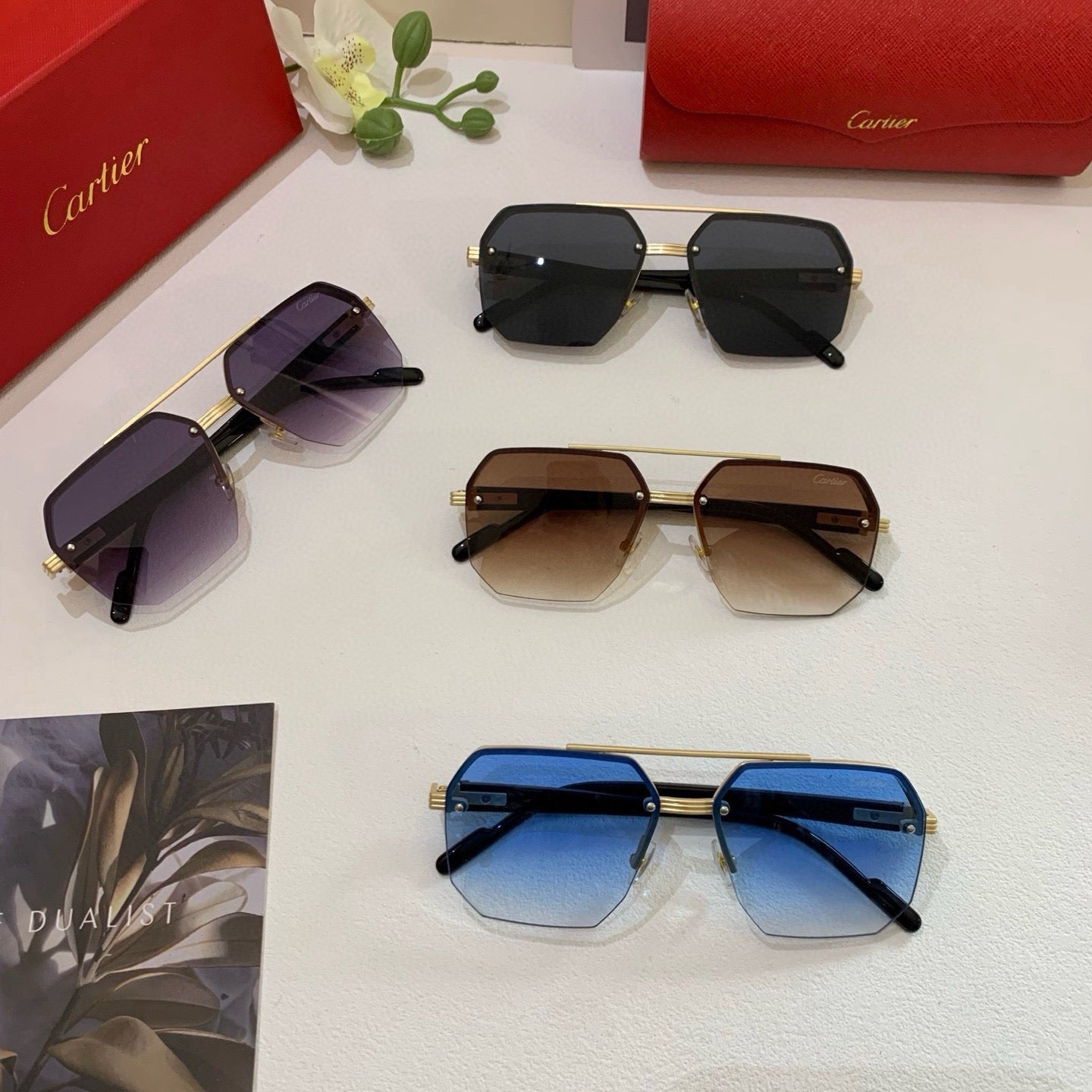 Cartier Metal Square Silver Lens Sunglasses for Men & Women - 432280 - detail image 4