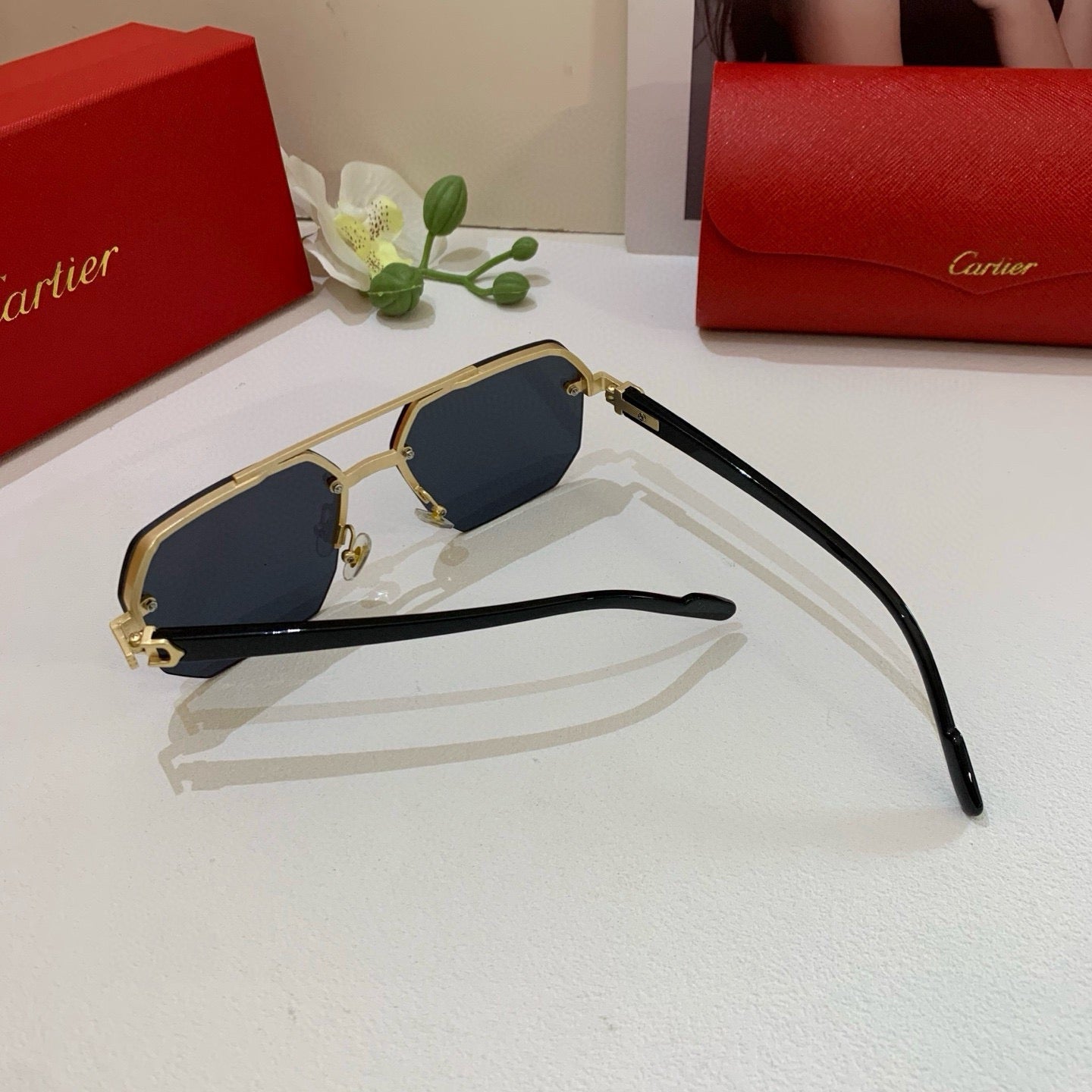 Cartier Metal Square Silver Lens Sunglasses for Men & Women - 432280 - detail image 3
