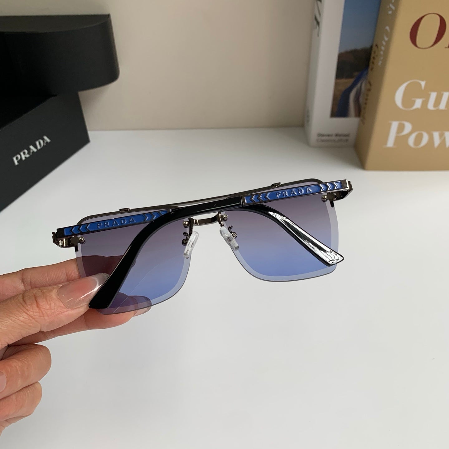 Prada Metal Fashion Silver Lens Sunglasses for Men & Women - 449366 - detail image 6