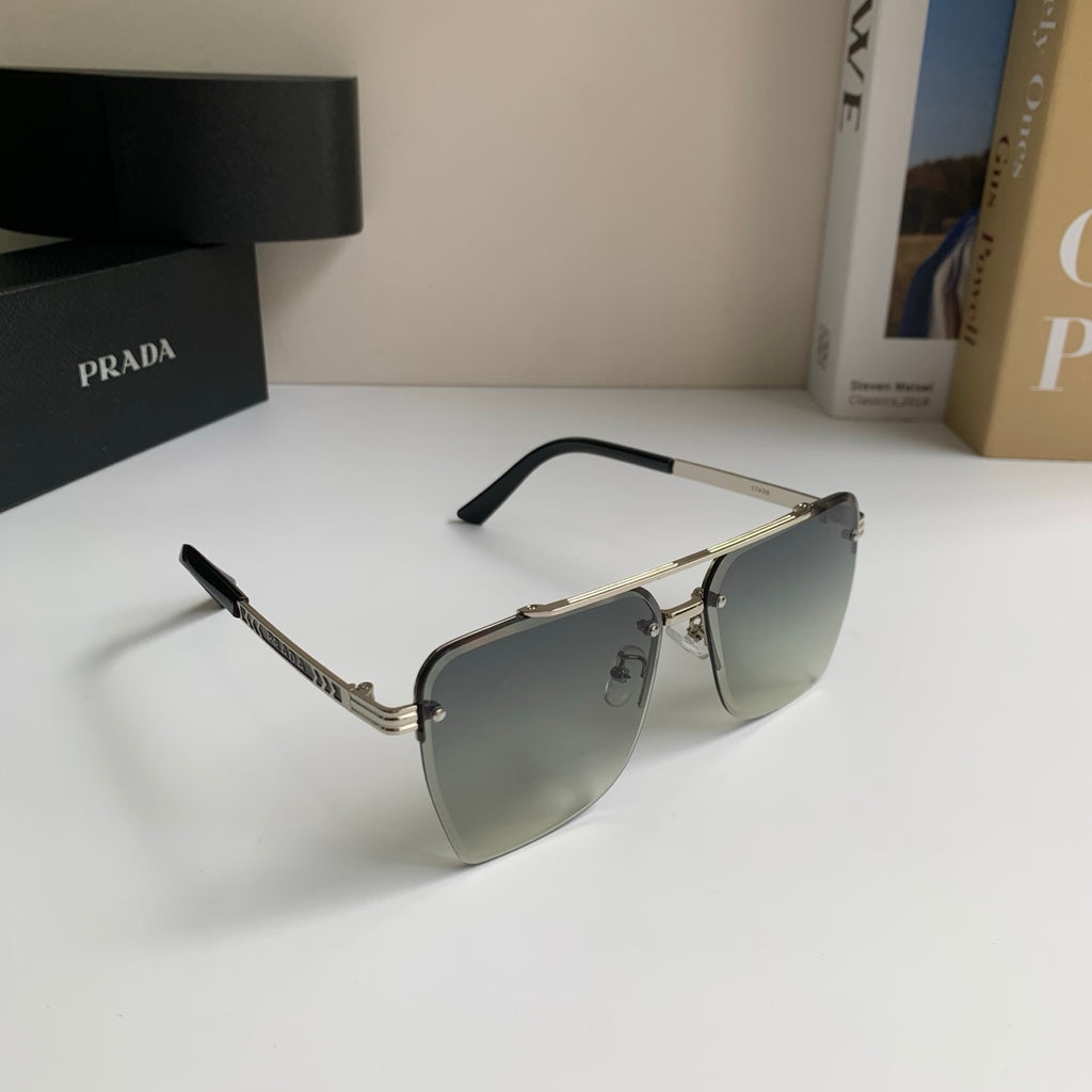 Prada Metal Fashion Silver Lens Sunglasses for Men & Women - 449368