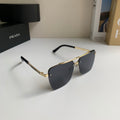 Prada Metal Fashion Silver Lens Sunglasses for Men & Women - 449369