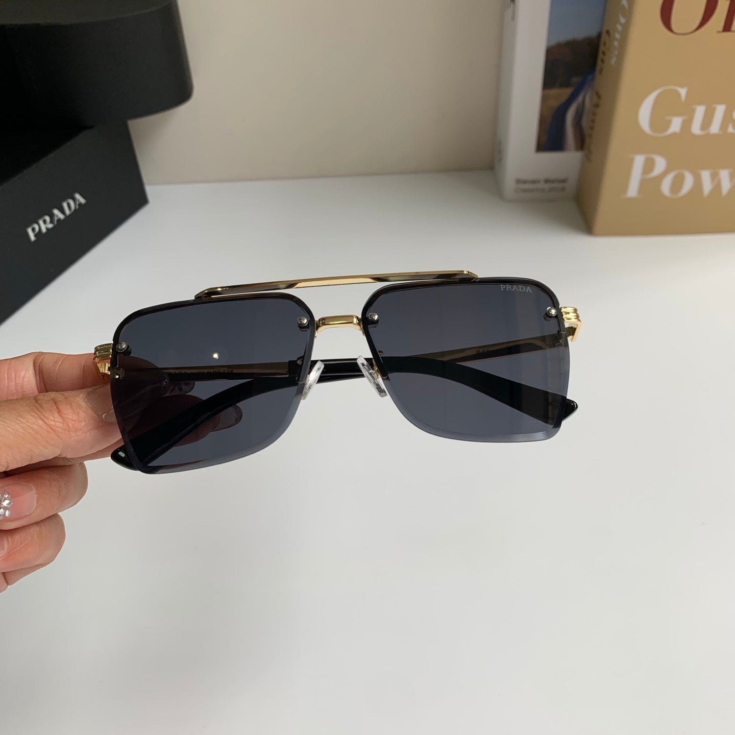 Prada Metal Fashion Silver Lens Sunglasses for Men & Women - 372146 - detail image 4