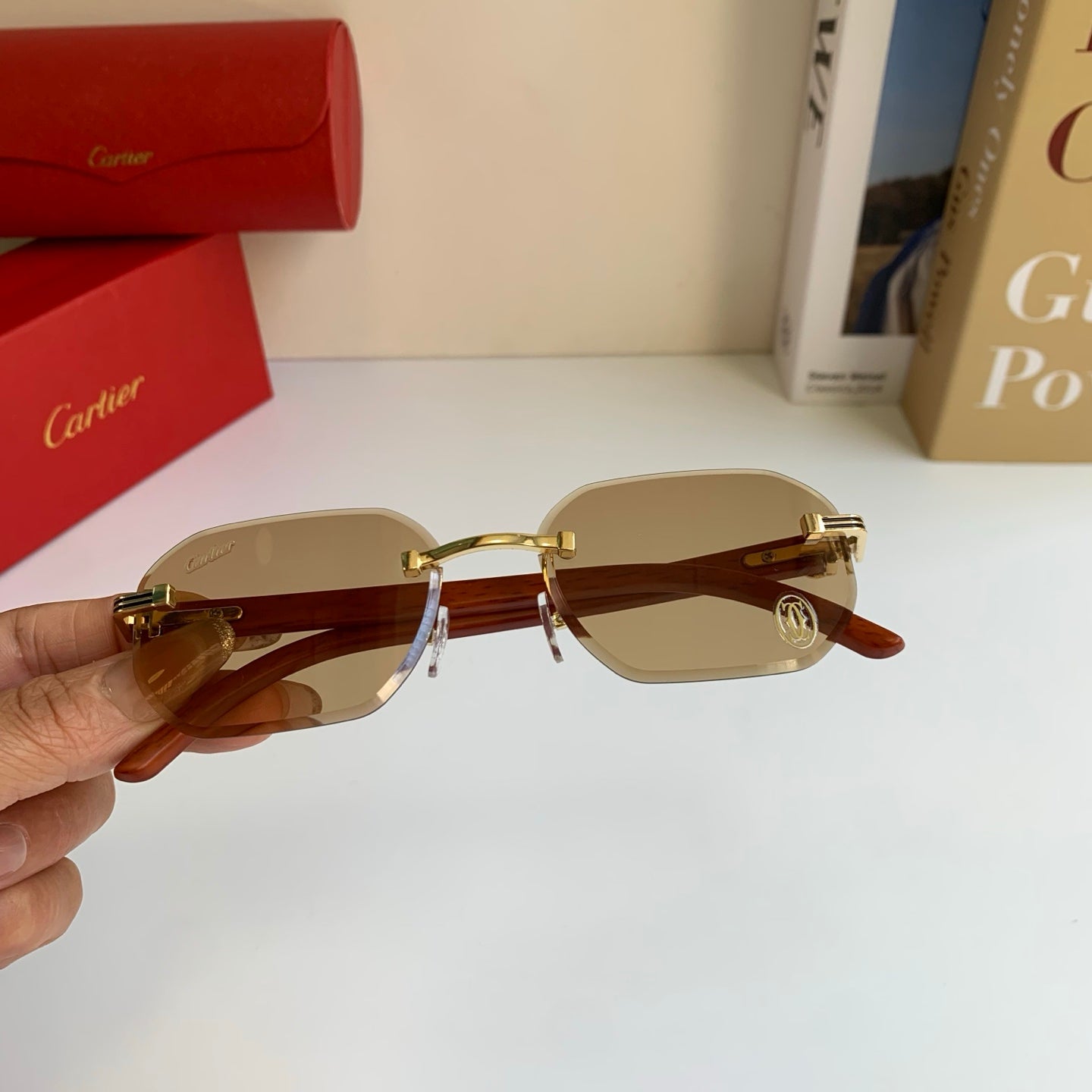 Cartier Square Brown Lens Sunglasses for Men & Women - 372165 - detail image 3