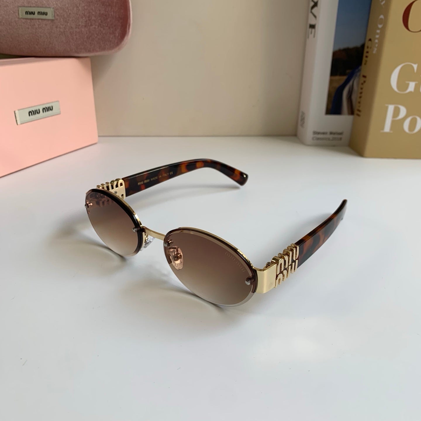 Miu Miu Round Brown Lens Sunglasses for Men & Women - 372425 - detail image 2