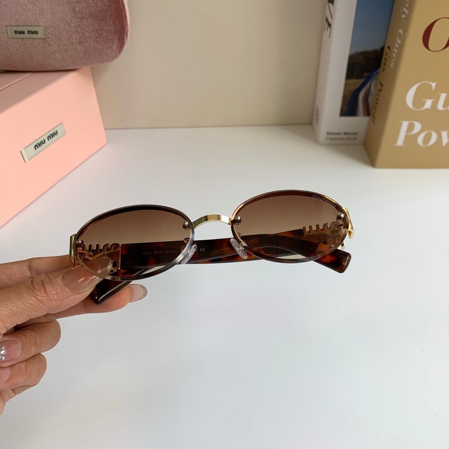 Miu Miu Round Brown Lens Sunglasses for Men & Women - 372425 - detail image 4