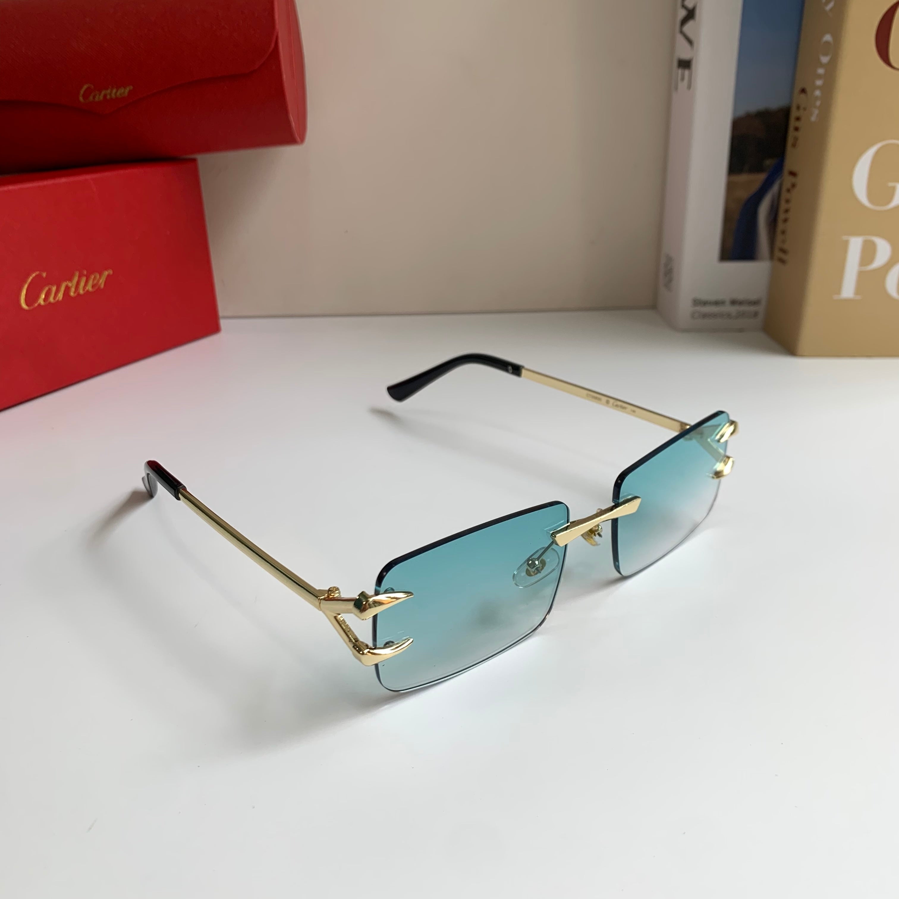 Cartier Square Silver Lens Sunglasses for Men & Women - 372193