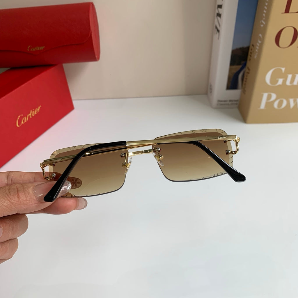 Cartier Metal Fashion Brown Lens Sunglasses for Men & Women - 382838 - detail image 7