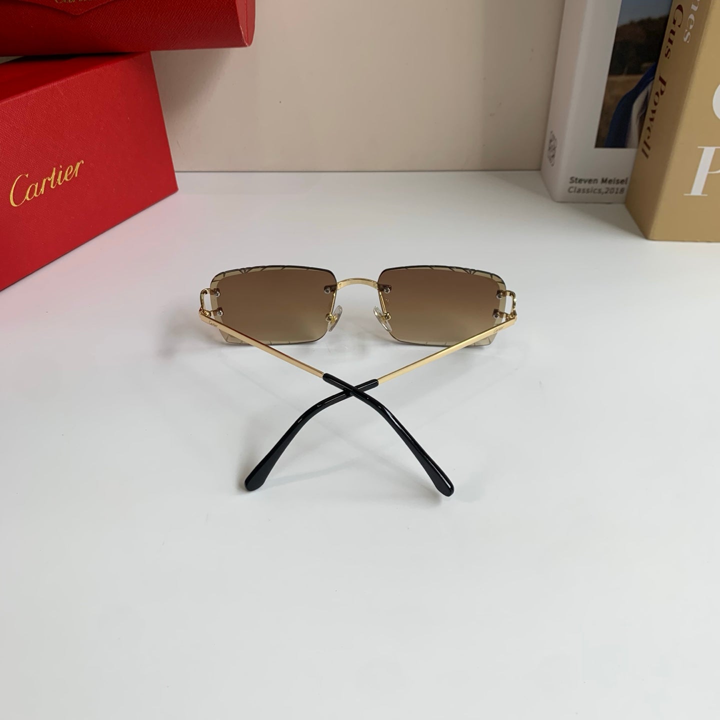 Cartier Metal Fashion Brown Lens Sunglasses for Men & Women - 382838 - detail image 8