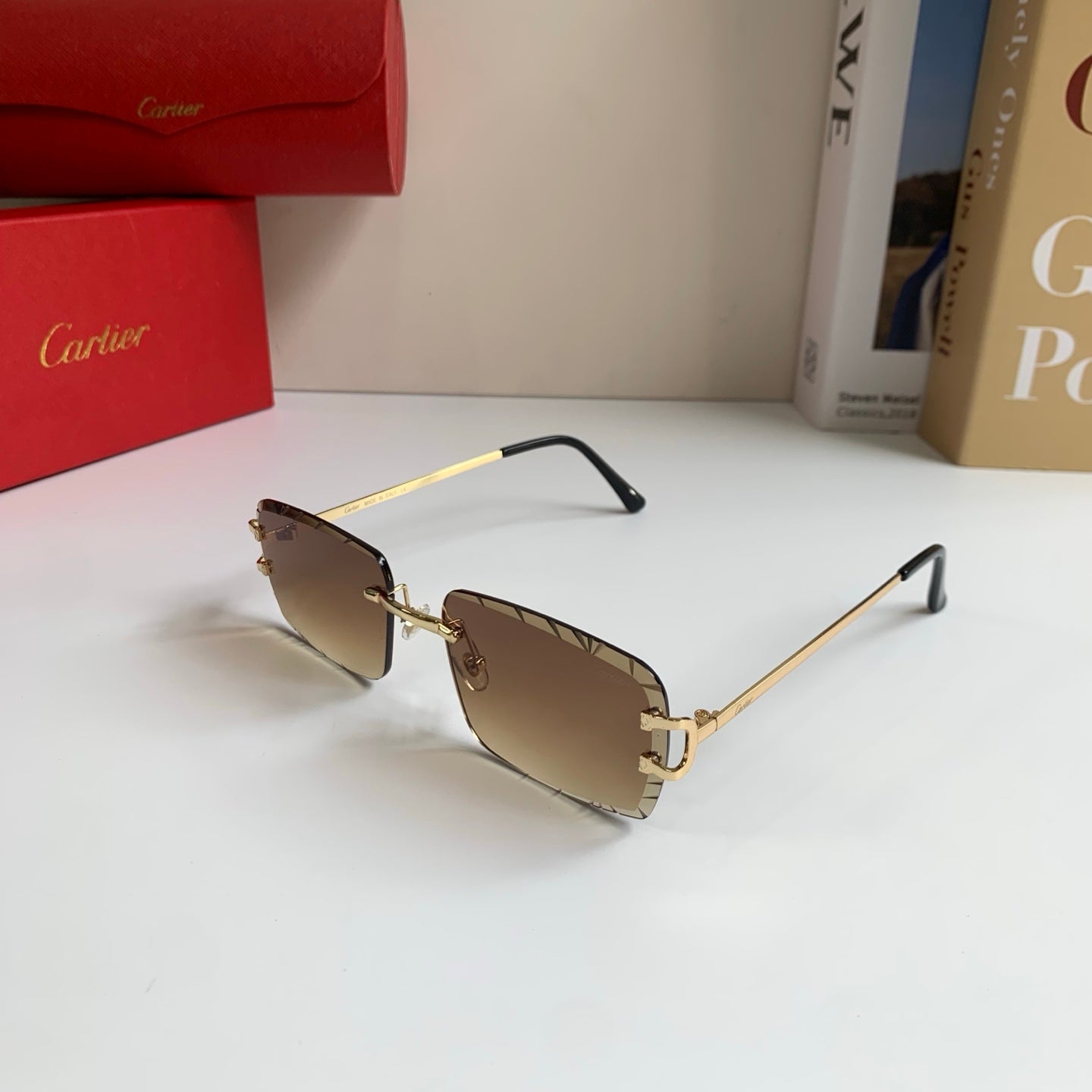 Cartier Metal Fashion Brown Lens Sunglasses for Men & Women - 382838 - detail image 2