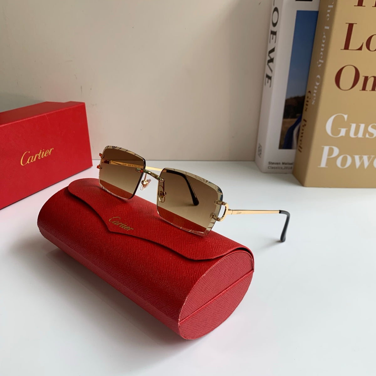 Cartier Metal Fashion Brown Lens Sunglasses for Men & Women - 382838 - detail image 5